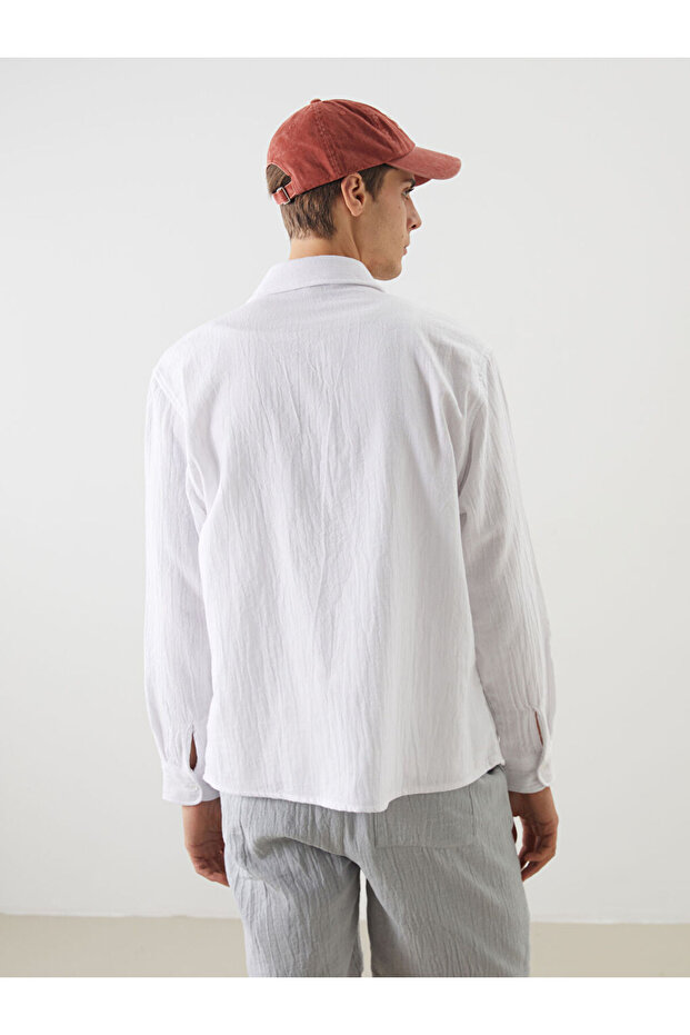 XSIDE Regular Fit Müslin Kırışıklı Erkek Gömlek - 4