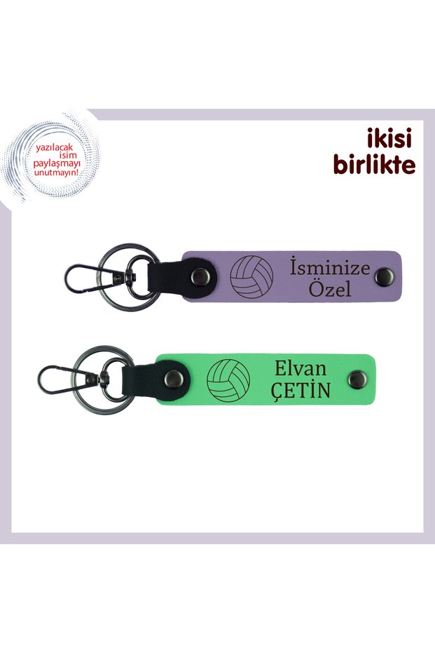 Volleyball Themed Leather Keychain Team, Purple Violet-F Green, a Gift for Memories Like a Slam Dunk