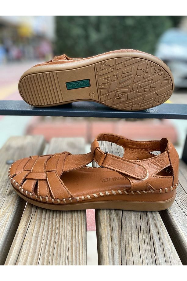 240335030 Günlük Yumuşak Hakiki Deri Sandalet Taba Deri - 7