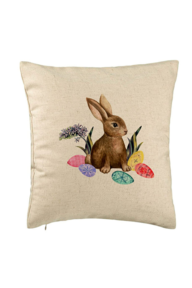 Pillowcase, Easter Bunny Pattern, 40x40 Cm, Beige - 1