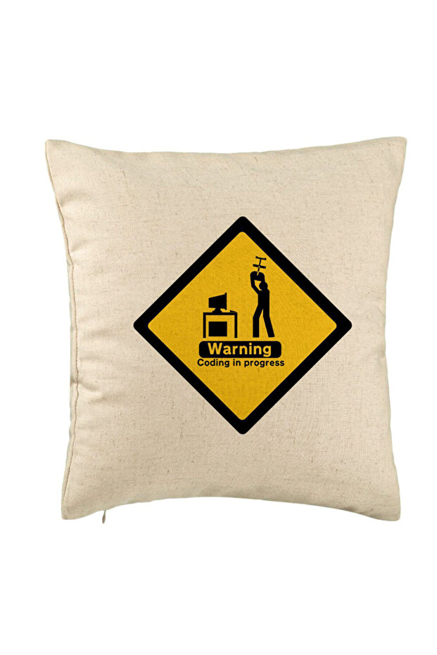 Pillowcase, Coding In Process Pattern, 40x40 Cm, Beige - 1