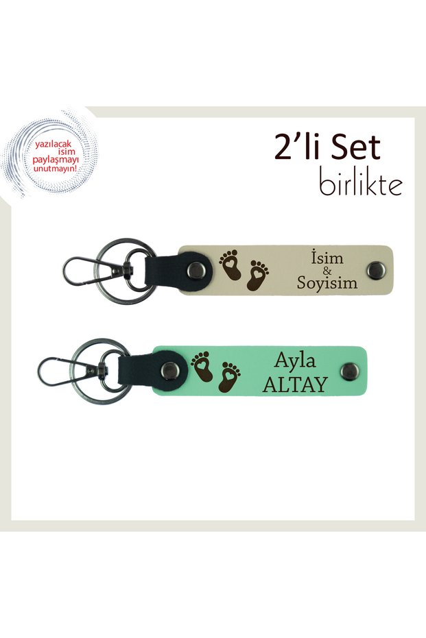 New Souvenir to Represent the Joy of Being Part of the Family, Keychain with Heart Foot Figure, S Coffee-A Green