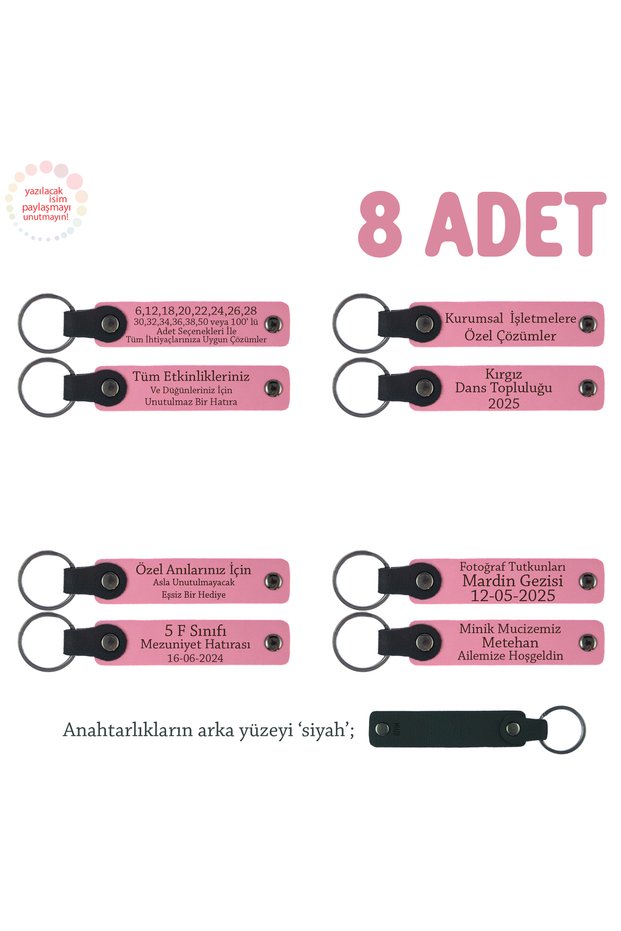 Pink & Black, Special Set of 8 for Military Farewell Ceremony, Souvenir Keychain That Can Write Name
