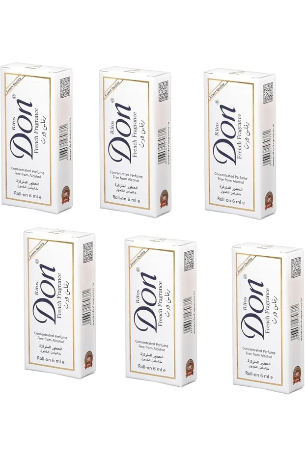 French Fragrance Roll-On Concentrated Perfume Oil, Alcohol-Free, 6ml, Pack of 6, White
