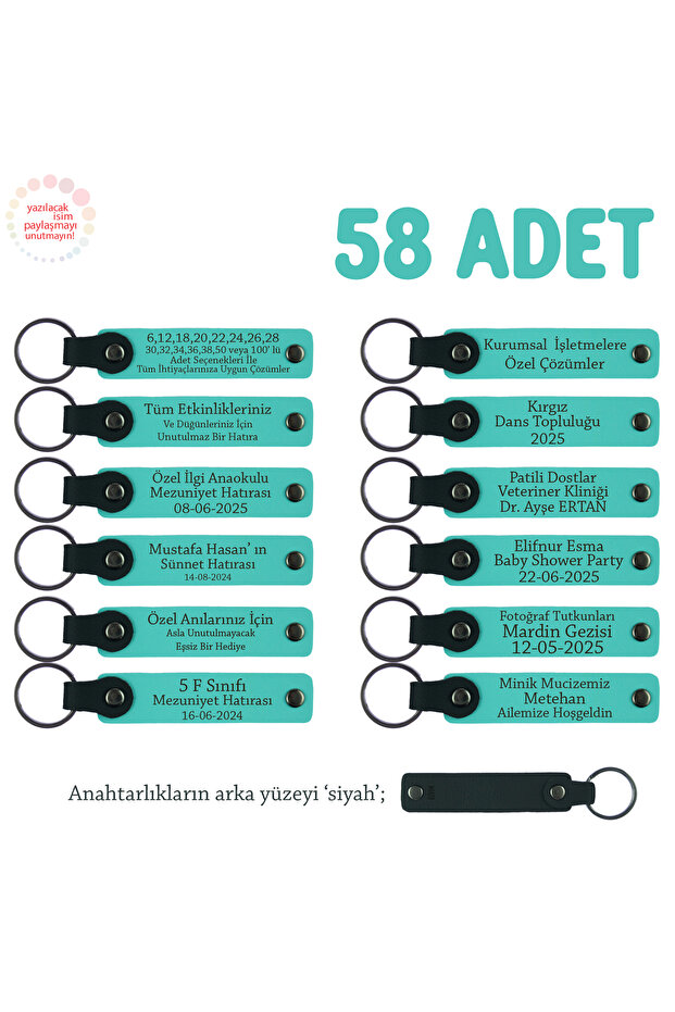 Special Production Gift Keychain for Airline Sector, Set of 58, Turquoise & Black