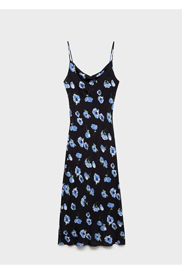 Drapeli yaka uzun elbise - 3