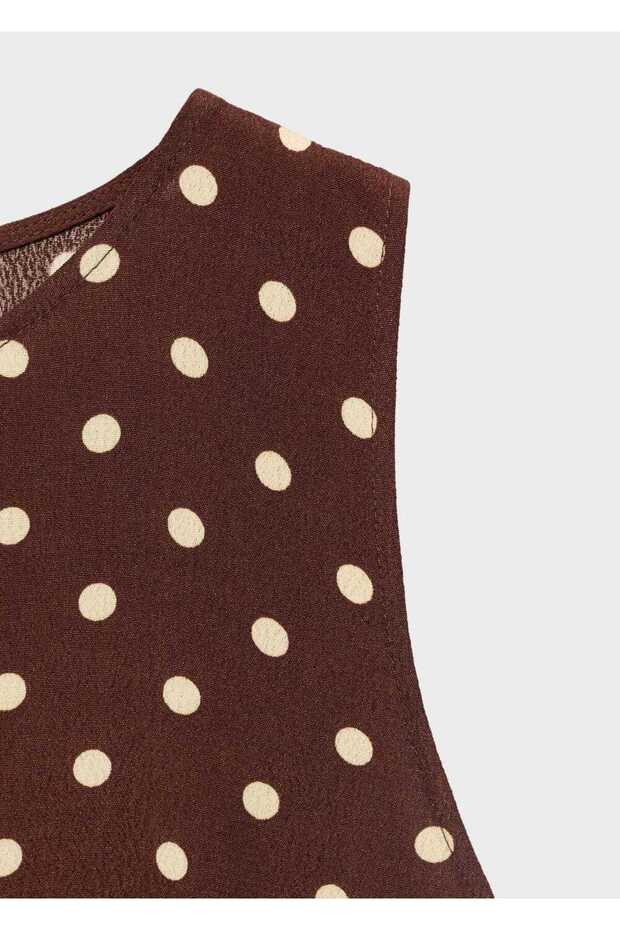 Puantiyeli midi boy elbise - 7