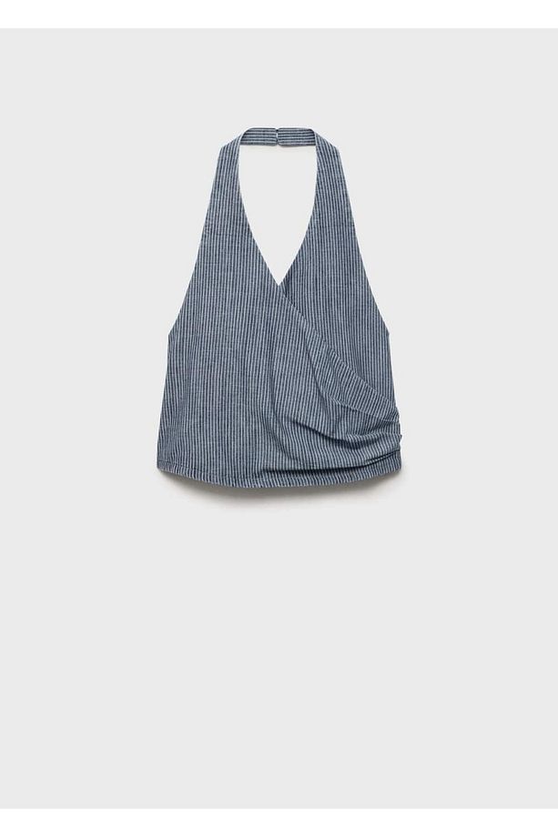 Çizgili çapraz denim top - 3