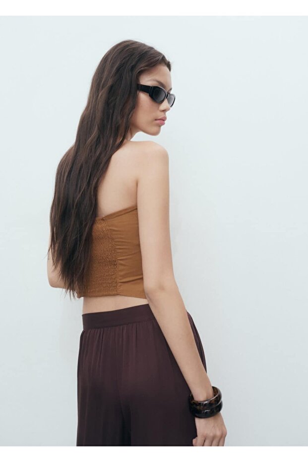 Asimetrik straplez bluz - 4