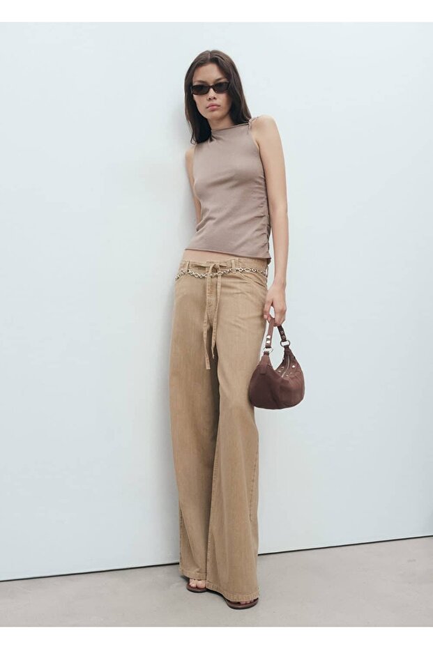 Asimetrik askılı triko bluz - 2