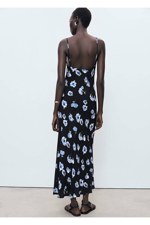 Drapeli yaka uzun elbise - 4