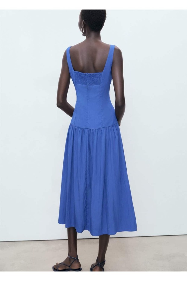 Evaze pamuklu elbise - 4