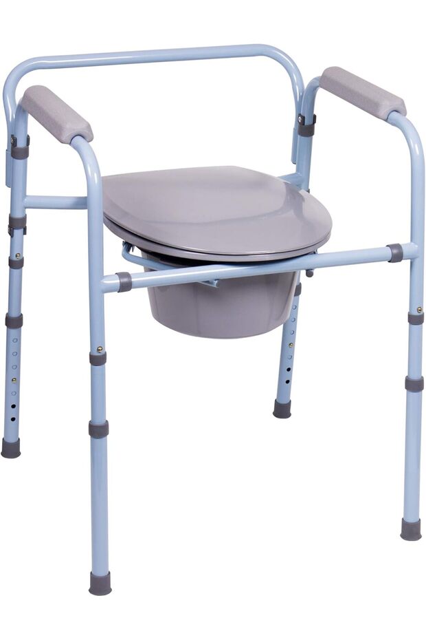 3-in-1 Folding Bedside Commode and Raised Toilet Seat, Bedside Commodes for Seniors