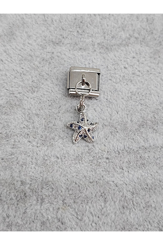 Blue Stone Starfish Dangle Italian Bracelet Charm