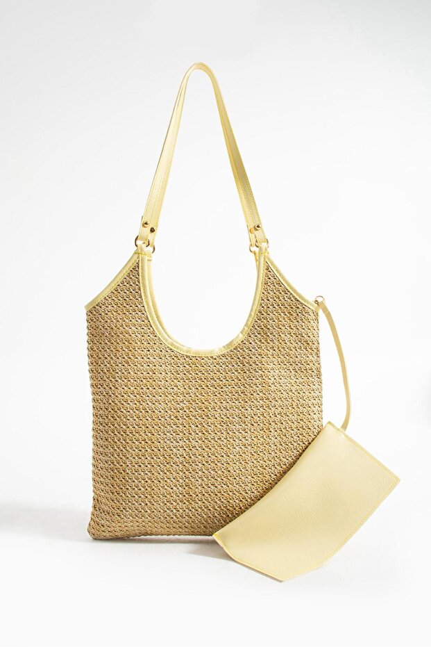 Moon Straw Wallet Women's Hand and Shoulder Bag