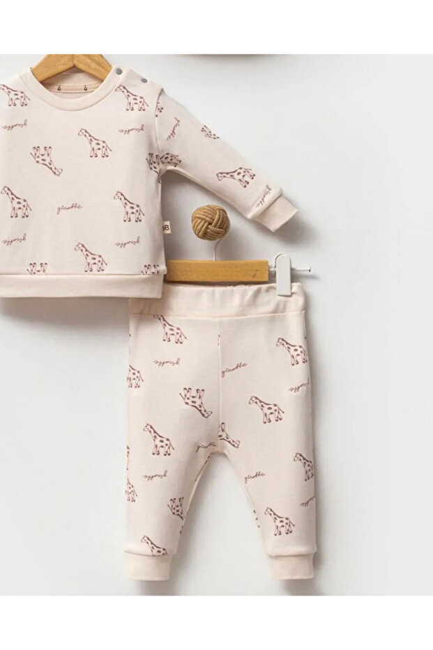 مجموعة من 3 قطع مع قبعة بنمط الزرافة - 2