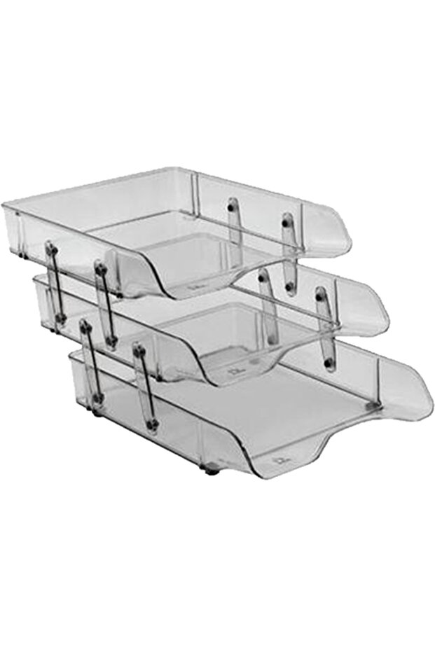 رف وثائق بلاستيك متحرك 3 قطع شفاف (علبة 8 قطع) - 1