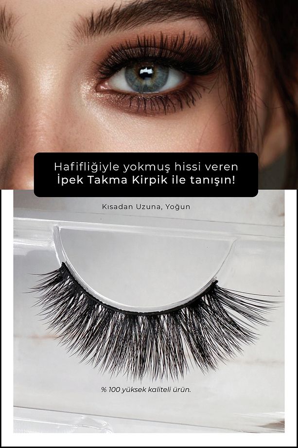 New Tekrar Kullanılabilir İpek Takma Kirpik, Takma Kirpik Kısadan Uzuna Yoğun - 1
