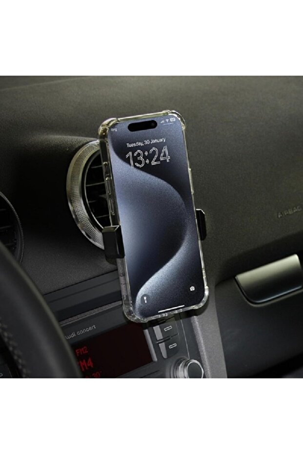 حامل هاتف ذكي قابل للتعديل في فتحة تهوية السيارة، أسود - 3