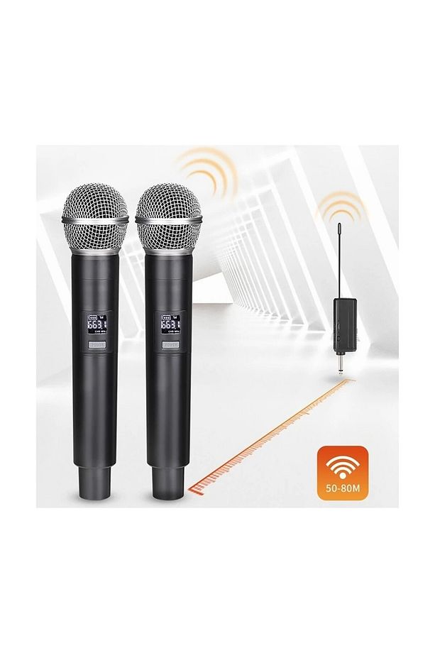 Wn-06 Amfi Hoparlör Ses Sistemi Için 2'li Set Telsiz Mikrofon Şarj Edilebilir Kablosuz Mikrofon - 3
