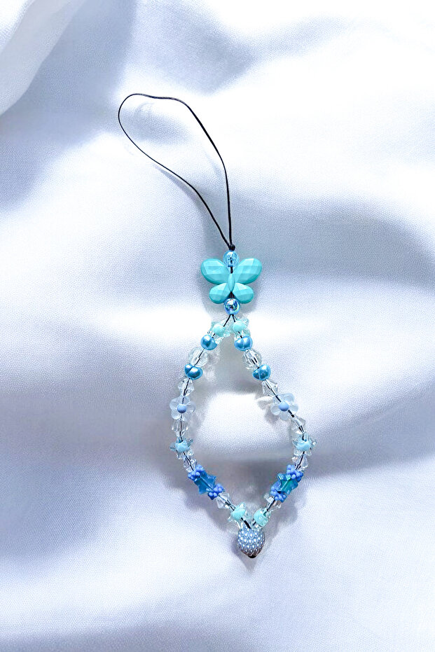 Turquoise Butterfly Beaded Bracelet Phone Charm
