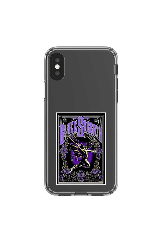 iPhone X Compatible Transparent Case with Black Sabbath Design
