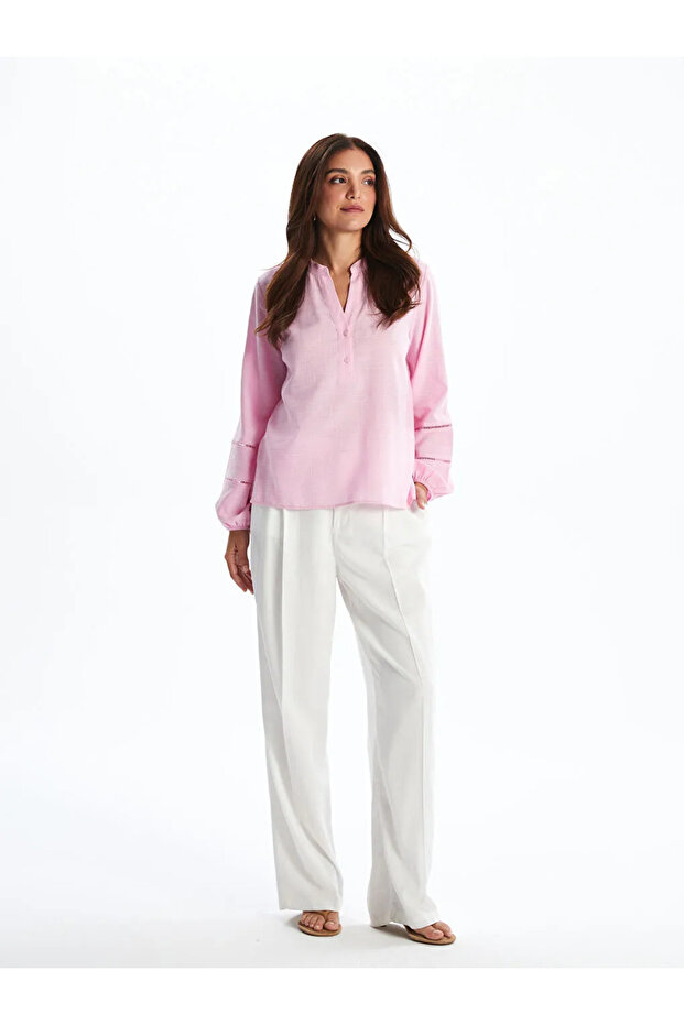 LCWAIKIKI Classic Pembe Kaçık Yaka Oversize Bluz - 2