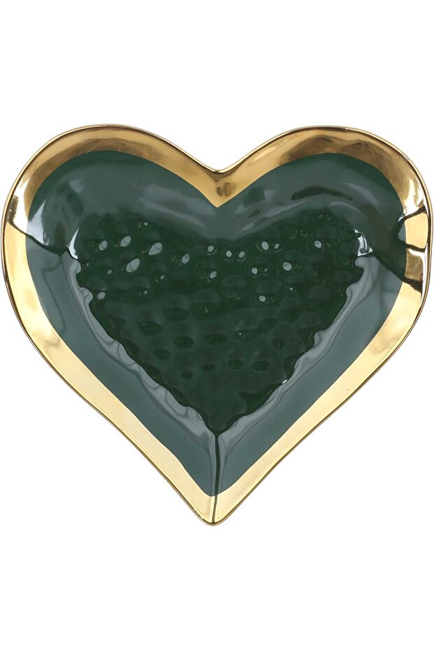 Saif Gallery Porcelain Dessert Platter, 14.25", Gold, Rectangular - Green