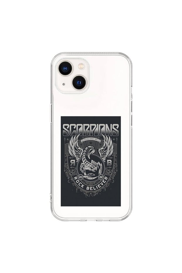 iPhone 13 Compatible Transparent Case with Scorpions Design