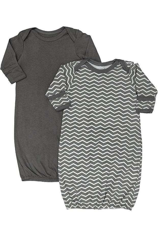 Sleep Gowns Pack of 2 Swaddle Blankets for Baby Bed Comfort - Grey and Stripes Print