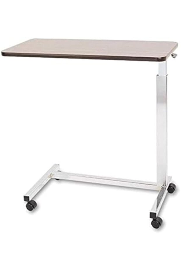 طاولة سرير قابلة للتعديل، لون بني، معدن - 2