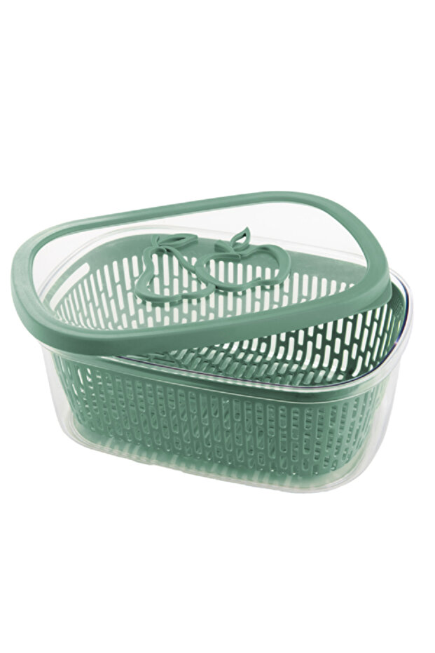 Rectangular Shape BPA Free Snap Lid Aroma Fruit Container Green and Clear 4 Liter