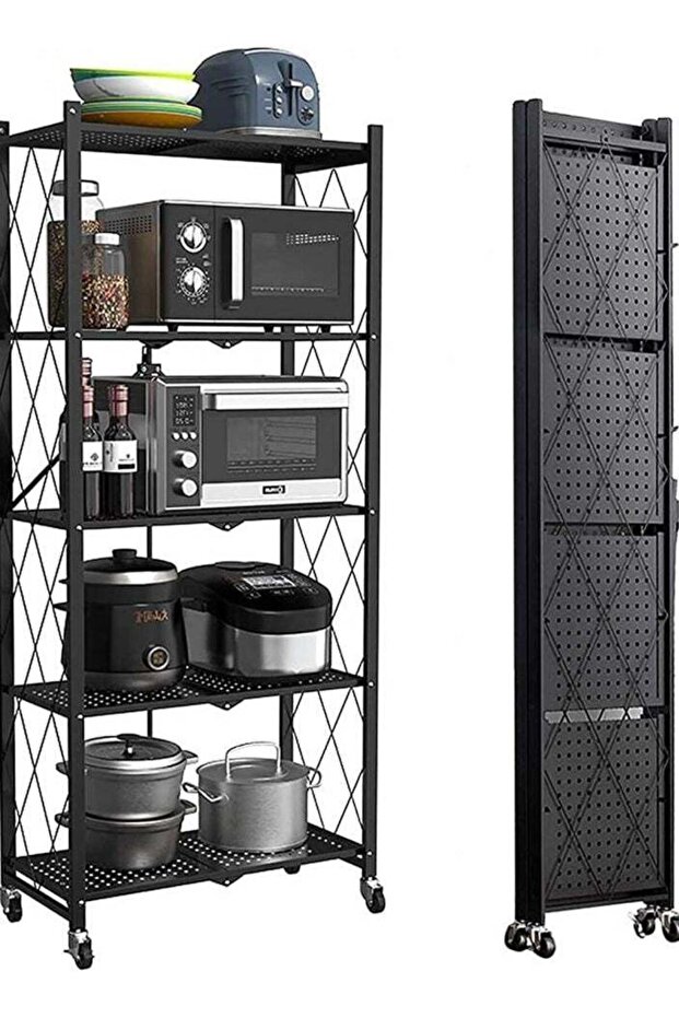 5 Tier Foldable Storage Rack Kitchen Storage Shelf Kitchen Garage Home Closet Office Storage