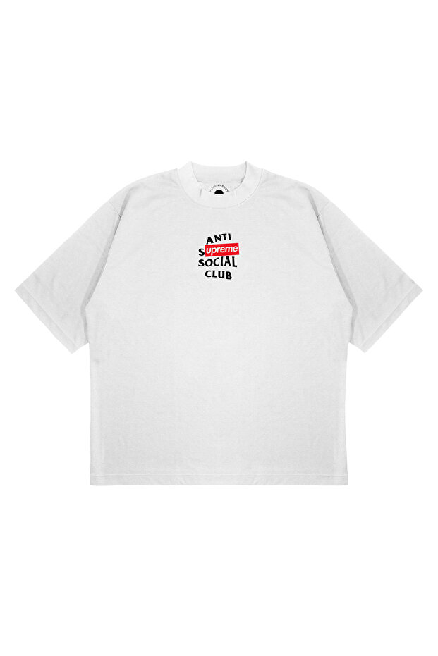 Unisex Oversize Anti Social Suprem Printed Thick Fabric (240Gsm) T-Shirt