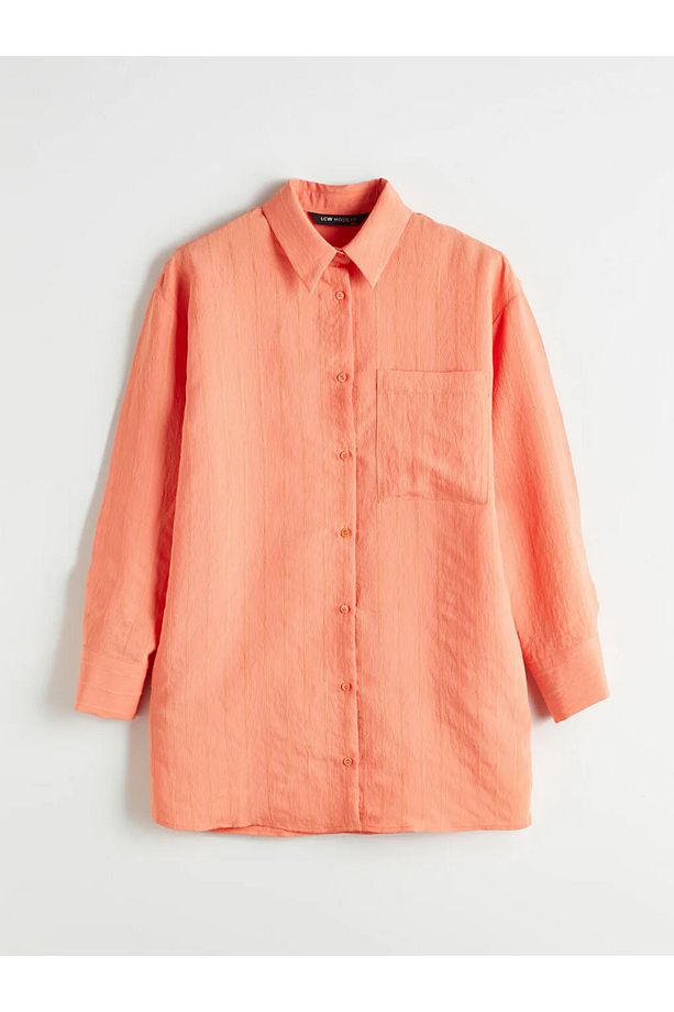 LCW Modest Turuncu Dokulu Oversize Kadın Gömlek Tunik - 3