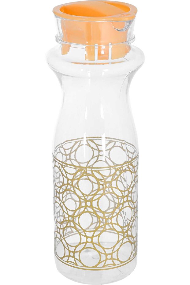 Plastic Bottle, 650ml, Transparent with Gold Circles