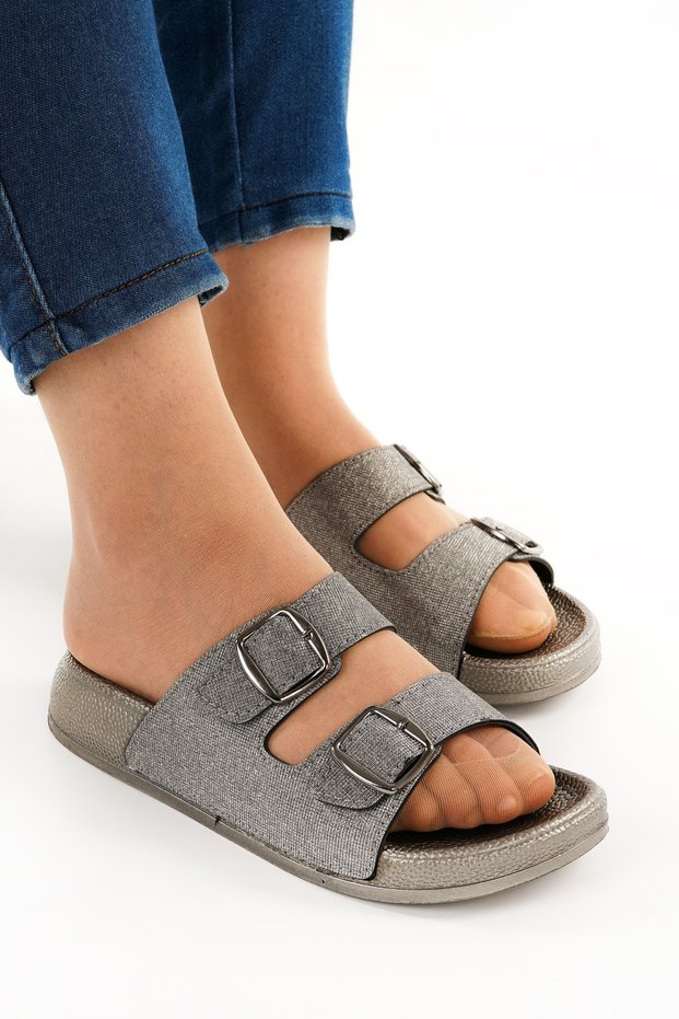 Women's Orthopedic Daily Silvery Stylish Buckle Home Sea Beach Guest Dowry Slippers Soft Sole