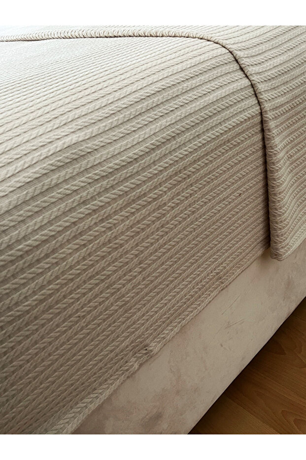 Saç Örgü Modelli TEK Kişilik Pamuklu Pike - Yatak Örtüsü 160 x 220 cm - 2