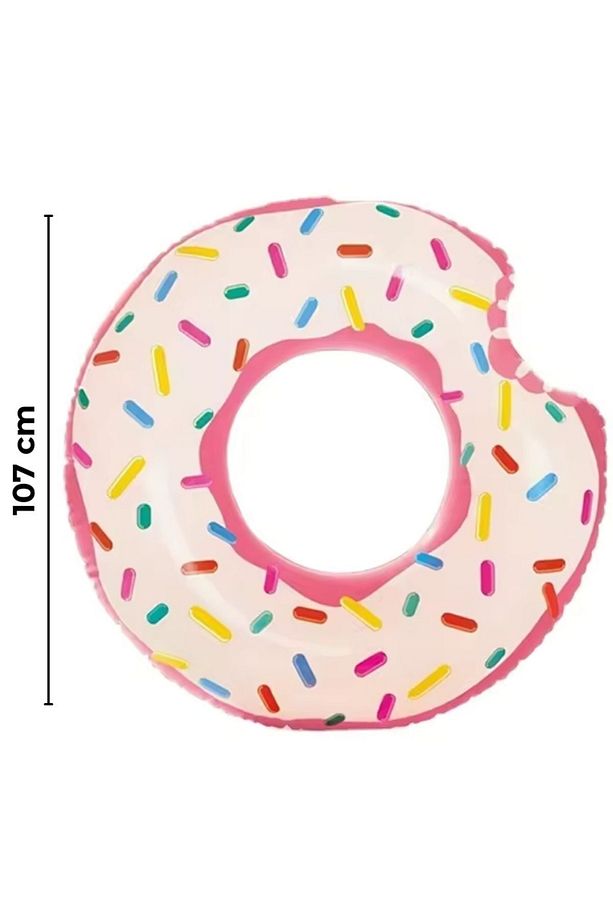 Renkli büyük şişme simit havuz simidi, yetişkin ve çocuklar için 107 cm - 4