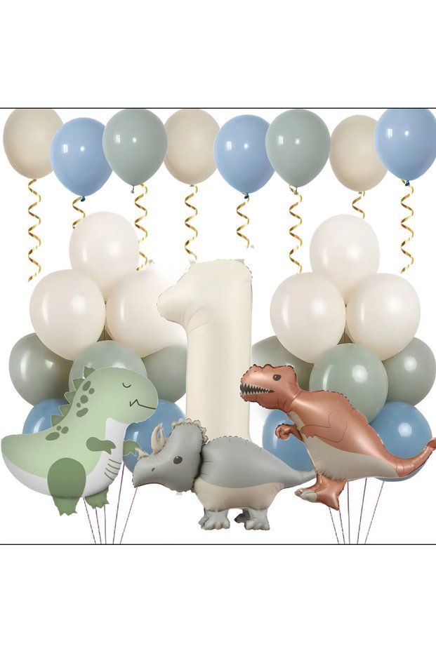 1 Year Old Retro Dinosaur Balloon Set