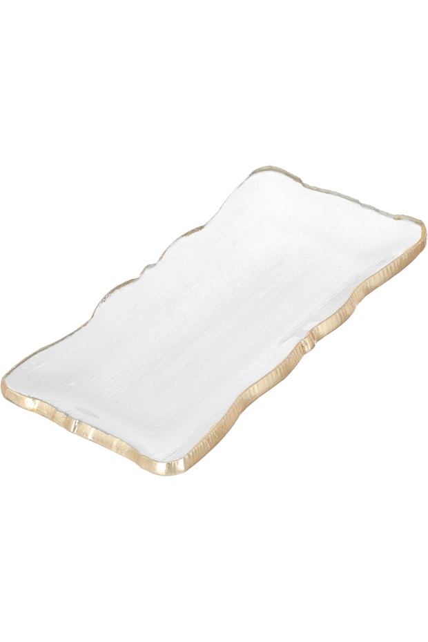 Rectangular Transparent Glass Dessert Plate, Alsaif Gallery, 23×10×1.5 cm