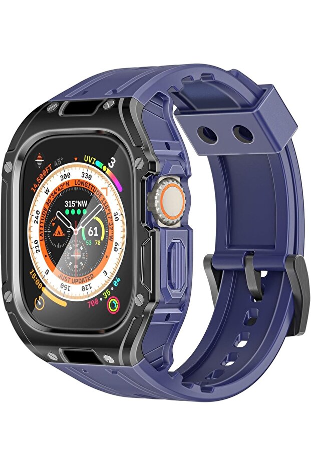 حافظة وسوار ساعة Apple Watch مع مشبك آمن من الفولاذ المقاوم للصدأ، تصميم خفيف الوزن، مقاوم للخدش