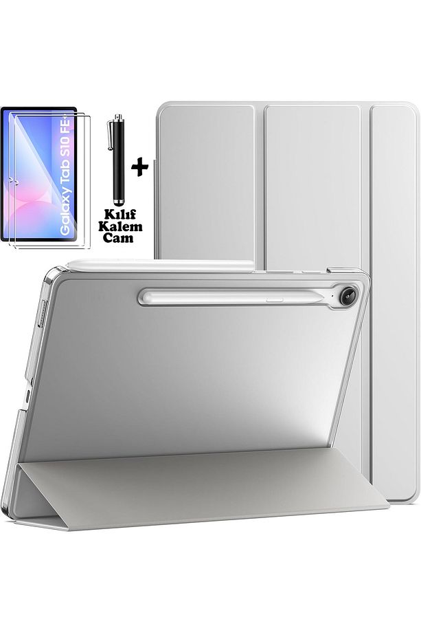 Samsung Galaxy S10 Fe Plus 13.1 inç Kılıf Smart Akıllı Uyku Modlu 360 Kapak+Ekran Koruyucu Cam+Kalem - 1