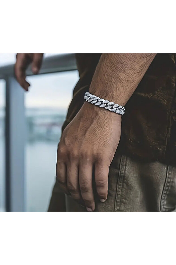 Ice King-Hip Hop Cuban Stone Chain Bracelet