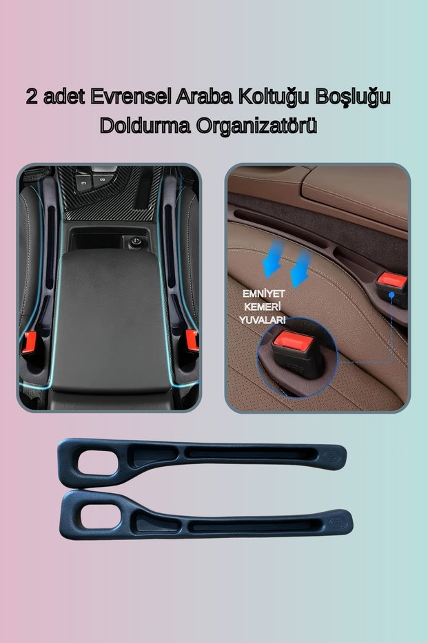 2Pcs Universal Car Seat Gap Filler Organizer-Black