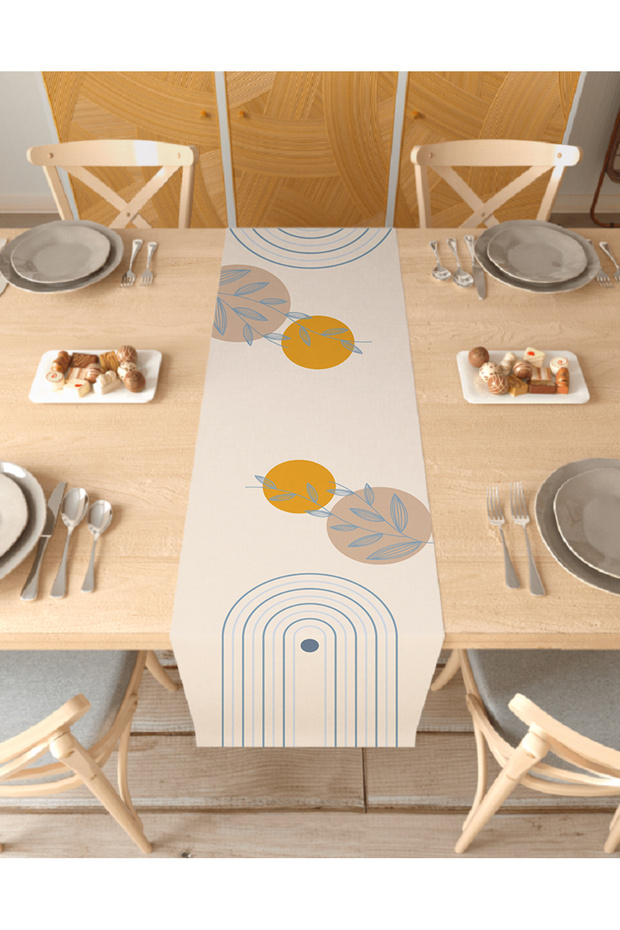 Leaf Bohemian Patterned Special Design Runner Digital Printed Decorative Tablecloth Modern Home Decoration