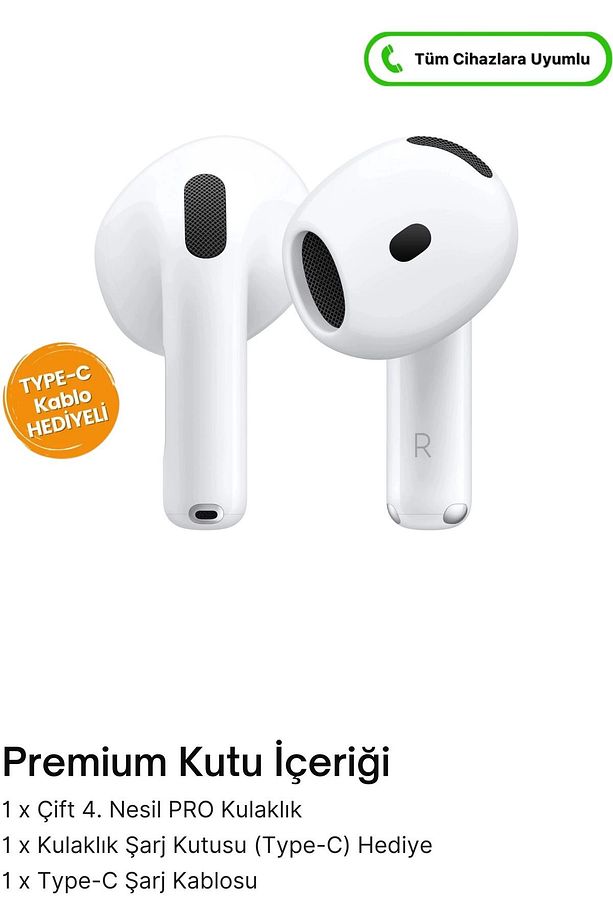 Yeni Seri Air.pods 4.Nesil Bluetooth Kulak İçi Kulaklık ANC Samsung/Iphone/Xiaomi/Oppo/Redmi Uyumlu - 3