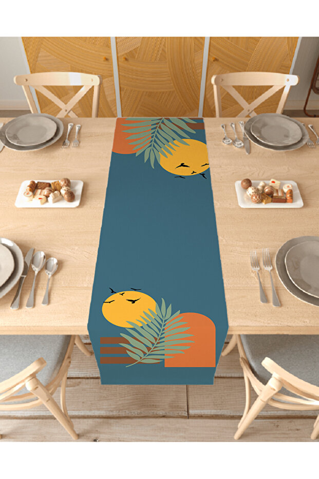 Leaf Bohemian Patterned Special Design Runner Digital Printed Decorative Tablecloth Modern Home Decoration