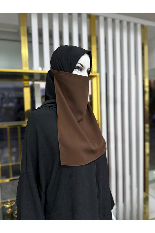iç peçe dikdörtgen ,hijab.nikap kahve rengi - 4