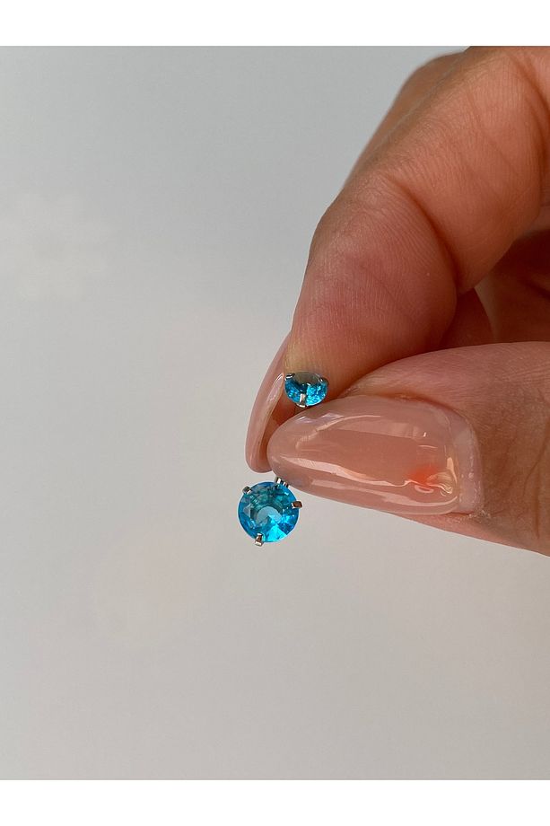 Taşlı Parlak Çelik Göbek Piercing Minik Model - 5